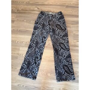 Eric Spencer Paisley Corduroy Pants Womens size 4 Grey Black Straight Leg Canada